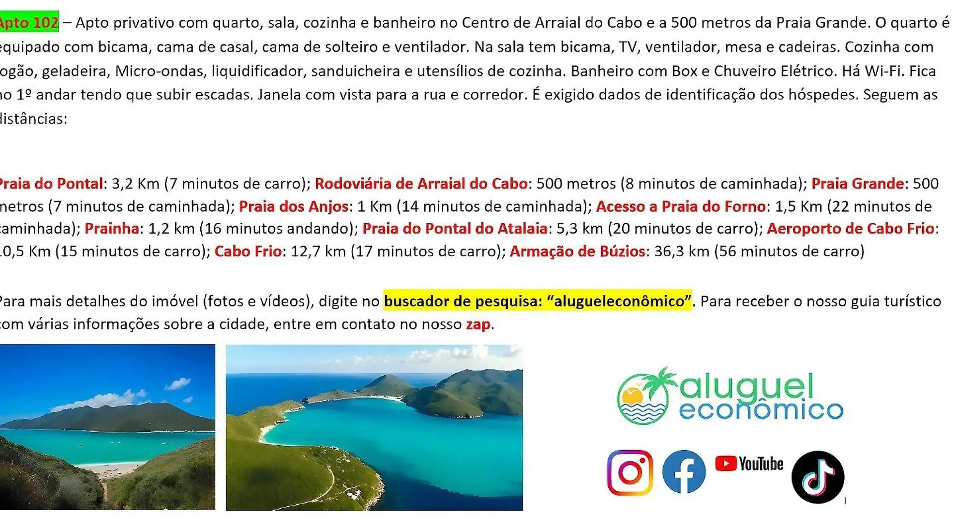 Arraial Do Cabo - Brisas Do Farol - Aluguel Economico Appartement