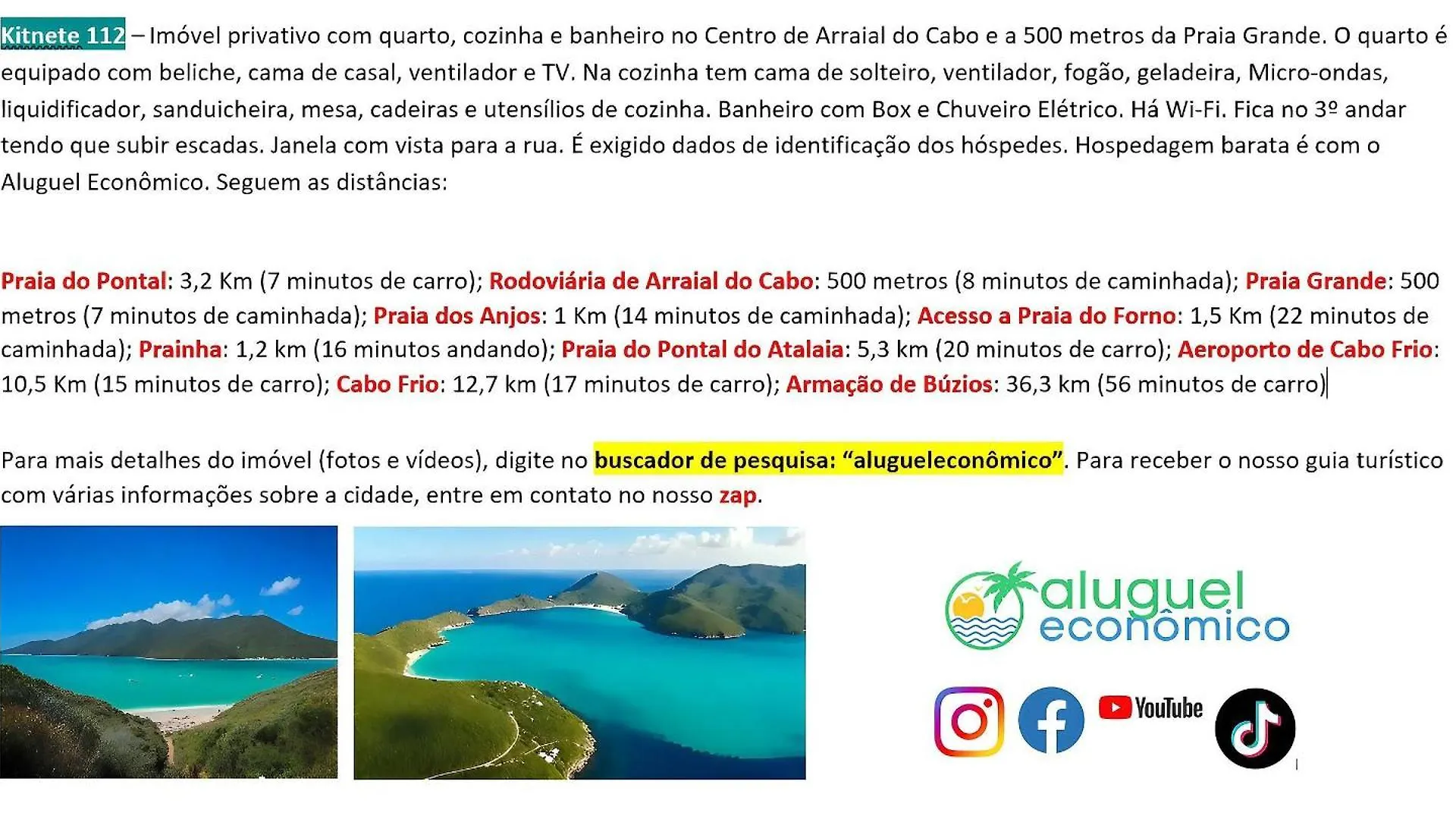 Arraial Do Cabo - Brisas Do Farol - Aluguel Economico Appartement Brazilië