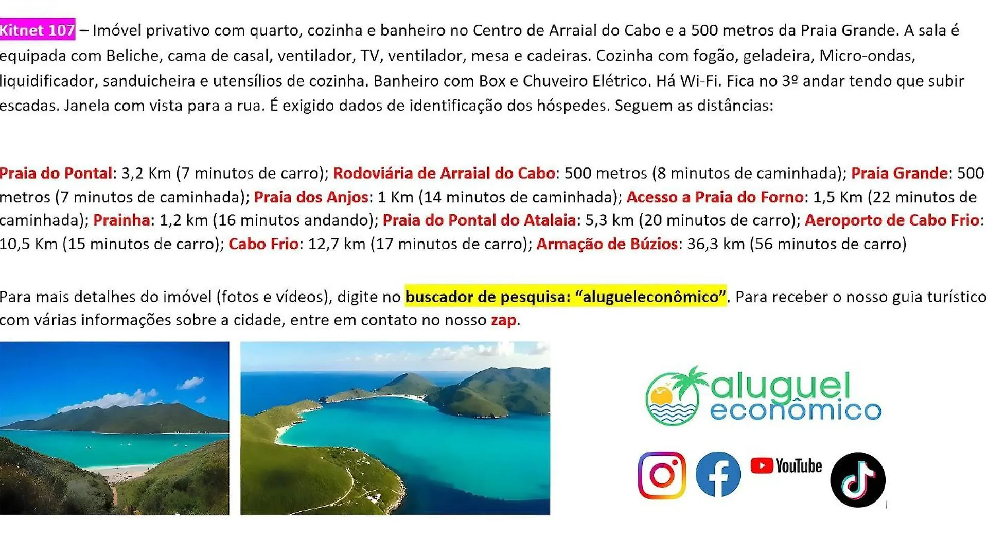 Arraial Do Cabo - Brisas Do Farol - Aluguel Economico Apartamento  Arraial do Cabo