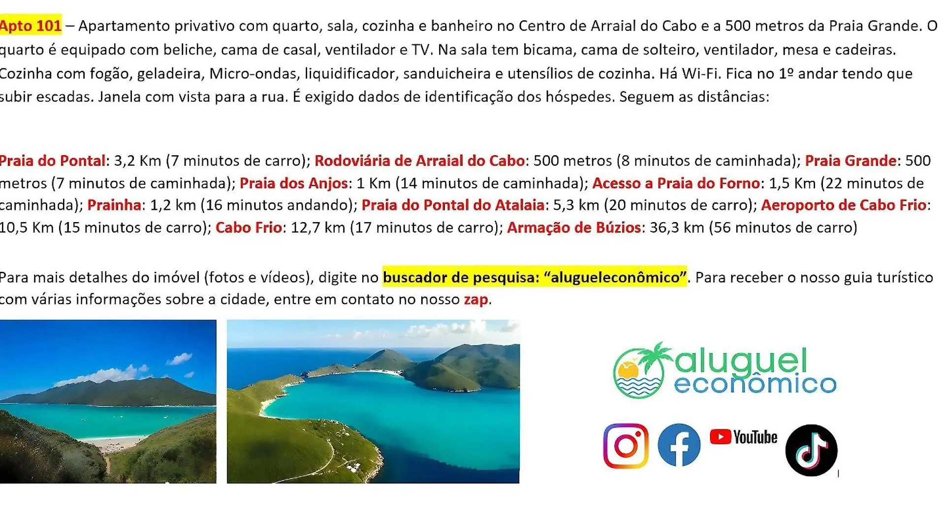 Arraial Do Cabo - Brisas Do Farol - Aluguel Economico Apartamento Brasil