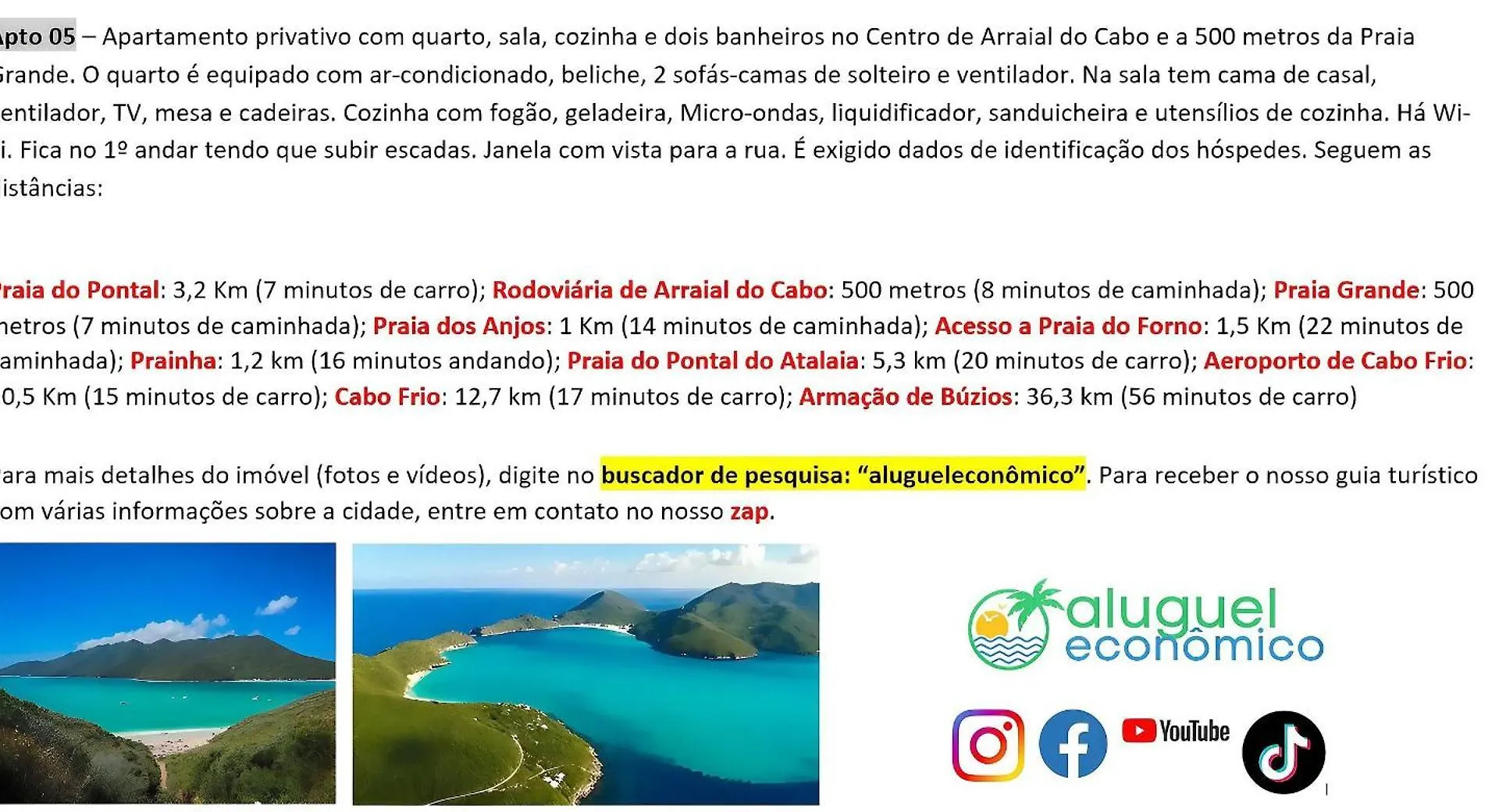Arraial Do Cabo - Brisas Do Farol - Aluguel Economico Apartamento Arraial do Cabo