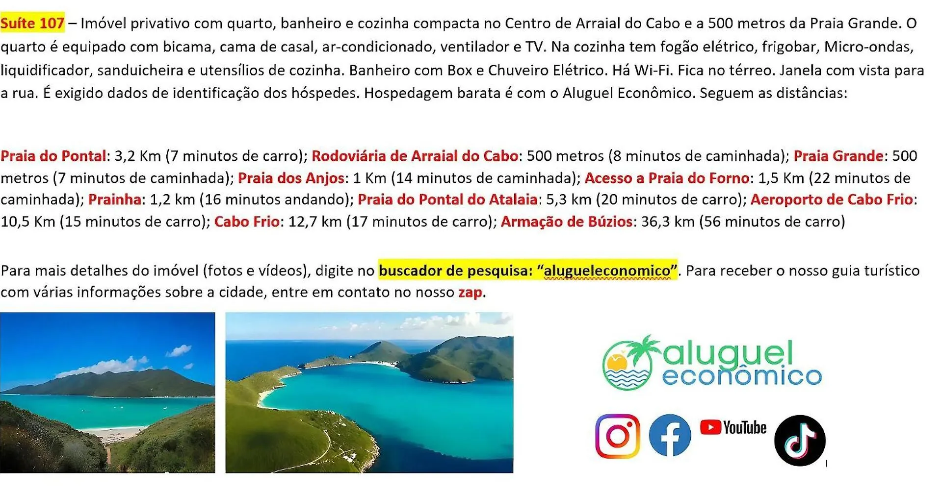 Arraial Do Cabo - Brisas Do Farol - Aluguel Economico Apartamento 0*, Arraial do Cabo